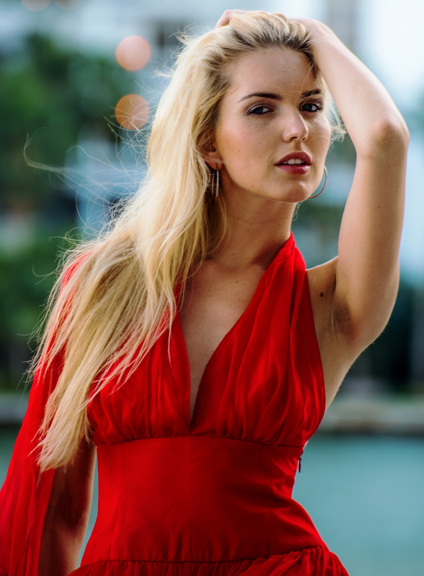 Portrait of a woman in a red dress